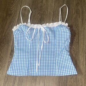 NWT Zara Blue and white Gingham Women's Top